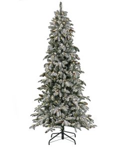 7.5 ft. Pre-Lit Snowy Vintin Fir Tree with LED Lights