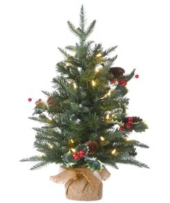 2 ft. Pre-Lit Happy Hill Pine Tree with LED Lights