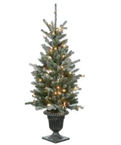 4 ft. Pre-Lit Snowy Morgan Spruce Tree with Clear Lights