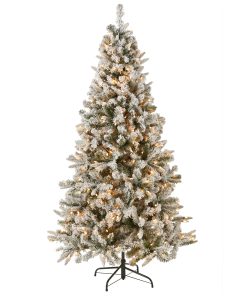 6.5 ft. Pre-Lit Snowy Mixed Pine Tree with Clear Lights