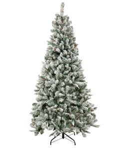 6.5 ft. Pre-Lit Snowy Mixed Pine Tree with Multicolor Lights