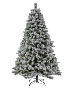 7.5 ft. Pre-Lit Snowy Silver Hill Pine Tree with LED Lights
