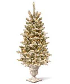 4 ft. Pre-Lit Snowy Sheffield Spruce Tree with Twinkly LED Lights