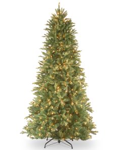 6.5 ft. Pre-Lit Tiffany Fir Slim Tree with Clear Lights PE Branch Tips