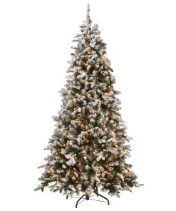7.5 ft. Pre-Lit Snowy Everest Fir Medium Tree with Clear Lights