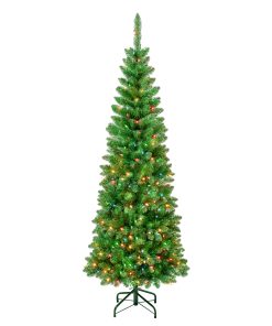 6 ft. Pre-Lit Rowan Slim Tree with Multicolor Lights