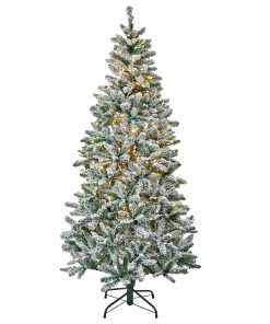 6.5 ft. Pre-Lit Snowy Chatham Slim Tree with Warm White LED Lights