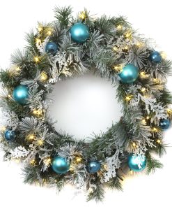 24 in. Pre-Lit Tinkham Pine Wreath with LED Lights