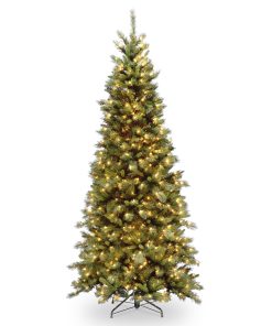 6.5 ft. Pre-Lit Tiffany Fir Slim Tree with Clear Lights PVC Branch Tips
