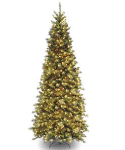 9 ft. Pre-Lit Tiffany Fir Slim Tree with Clear Lights - PVC Branch Tips