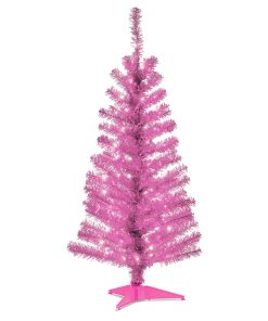 4 ft. Pre-Lit Tinsel Collection Pink Tree with Clear Lights