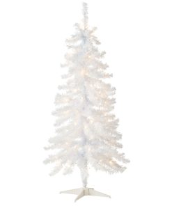 4 ft. Pre-Lit Tinsel Collection White Iridescent Tree with Clear Lights