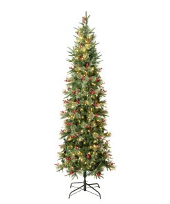 7.5 ft. Pre-Lit Virginia Pine Mixed Slim Tree with Warm White LED Lights