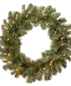 24 in. Pre-Lit Promotional Fir Wreath with Clear Lights