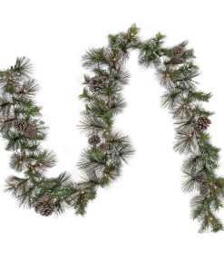 9 ft. Pre-Lit Whitter Pine Garland with LED Lights
