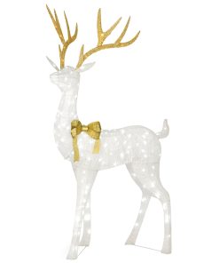 86 in. Pre-lit Crystal White Standing Buck