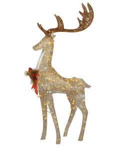 55 in. Pre-lit Crystal Champagne Standing Buck