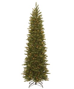7.5 ft. Pre-Lit Grande Fir Pencil Slim Tree with Clear Lights