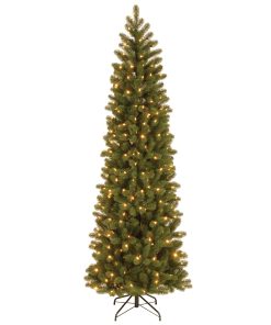 7.5 ft. Pre-Lit Downswept Douglas Fir Pencil Slim Tree with Dual Color LED Lights
