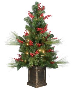 40 in. Pre-Lit Decorative Collection Magnolia Tree with Clear Lights