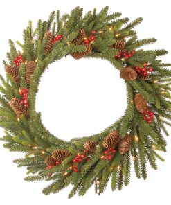 24 in. Pre-Lit Dorchester Fir Wreath with LED Lights
