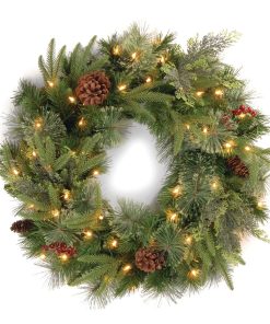 30 in. Pre-Lit Colonial Fir Wreath with Clear Lights