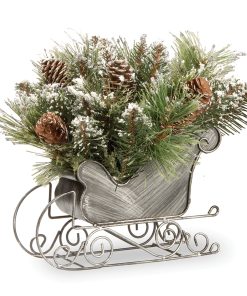 10 in. Glittery Bristle Pine Sleigh