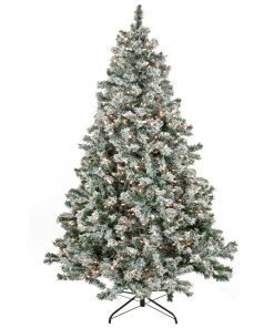 9 ft. Pre-Lit Snowy Crestview Tree with Clear Lights